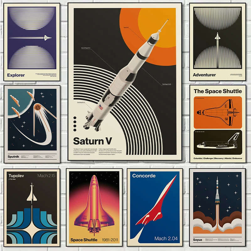 Retro Abstract Space Shuttle S - Star Map Poster recension och pris