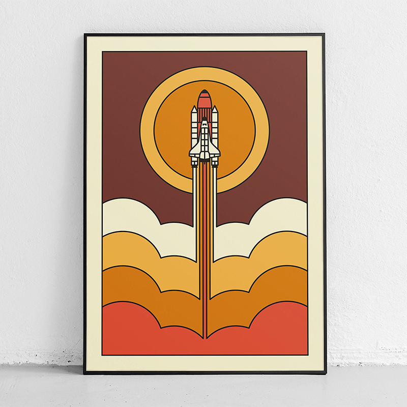 Retro Abstract Space Shuttle S - Star Map Poster recension och pris