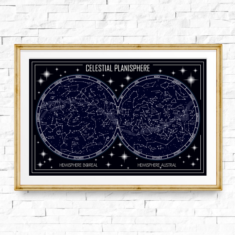 Celestial Planisphere Map Canv - Star Map Poster recension och pris